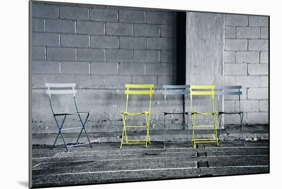 Silver and Yellow Chairs-null-Mounted Photo