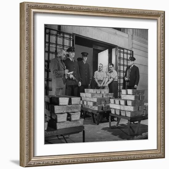 Silver Bars Arriving at Chase National Bank-Herbert Gehr-Framed Photographic Print