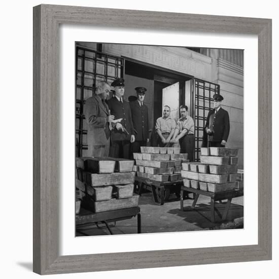 Silver Bars Arriving at Chase National Bank-Herbert Gehr-Framed Photographic Print