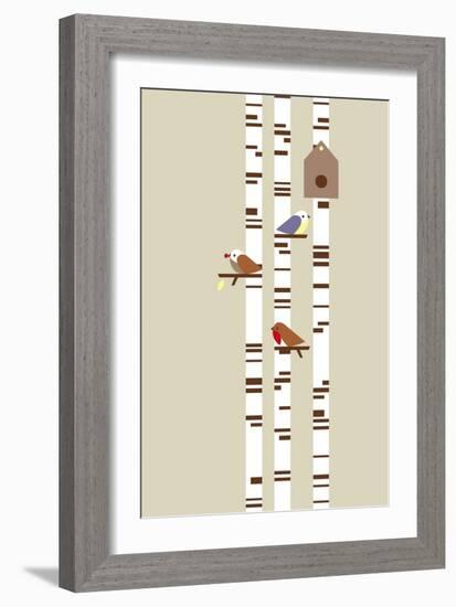 Silver Birch-Dicky Bird-Framed Giclee Print