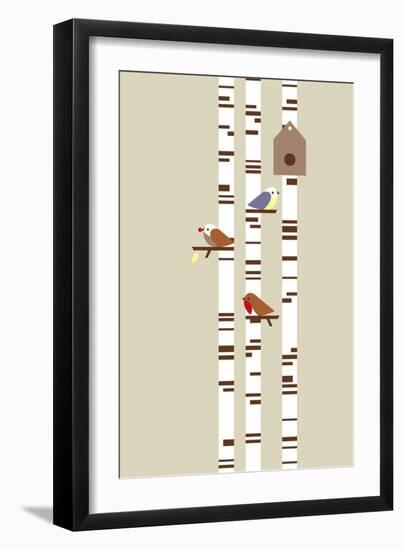 Silver Birch-Dicky Bird-Framed Giclee Print