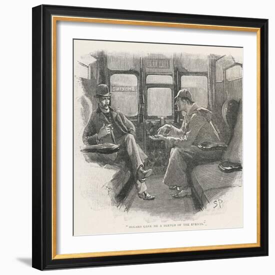 Silver Blaze Holmes and Watson in a Railway Compartment-Sidney Paget-Framed Premium Photographic Print