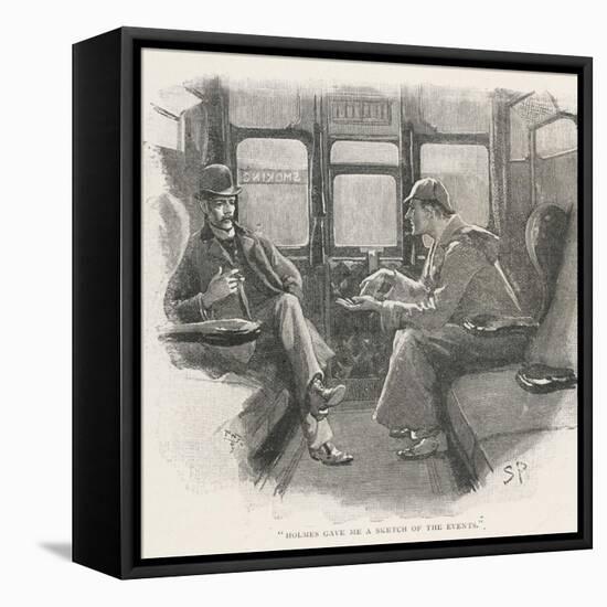 Silver Blaze Holmes and Watson in a Railway Compartment-Sidney Paget-Framed Premier Image Canvas