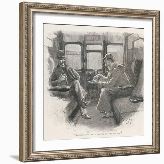 Silver Blaze Holmes and Watson in a Railway Compartment-Sidney Paget-Framed Photographic Print