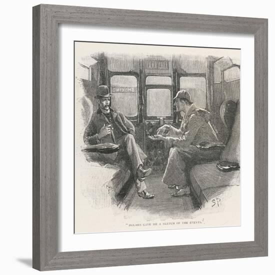 Silver Blaze Holmes and Watson in a Railway Compartment-Sidney Paget-Framed Photographic Print