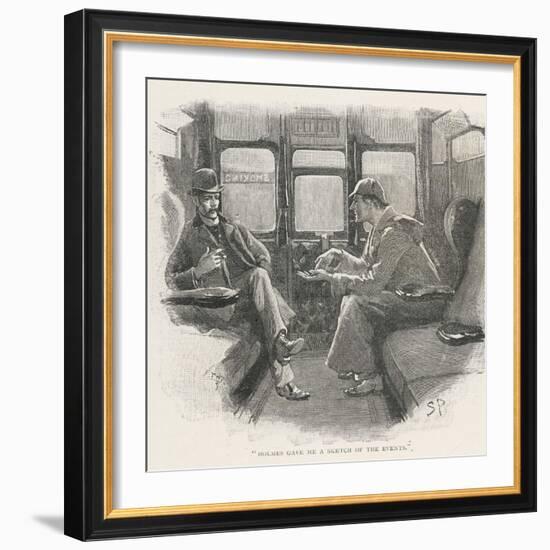 Silver Blaze Holmes and Watson in a Railway Compartment-Sidney Paget-Framed Photographic Print