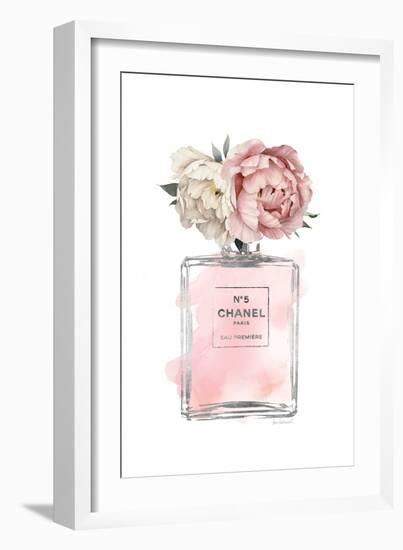 Silver Bottle Blush with Peony-Amanda Greenwood-Framed Art Print