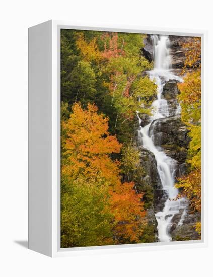 Silver Cascade Waterfall in White Mountains in Autumn, Crawford Notch State Park, New Hampshire-Jerry & Marcy Monkman-Framed Premier Image Canvas