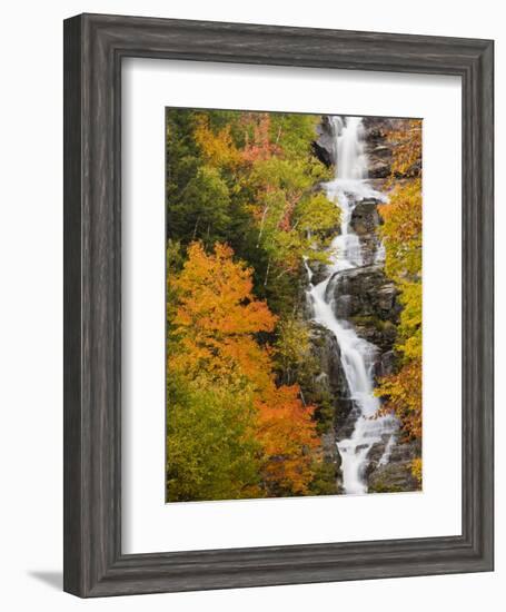 Silver Cascade Waterfall in White Mountains in Autumn, Crawford Notch State Park, New Hampshire-Jerry & Marcy Monkman-Framed Photographic Print