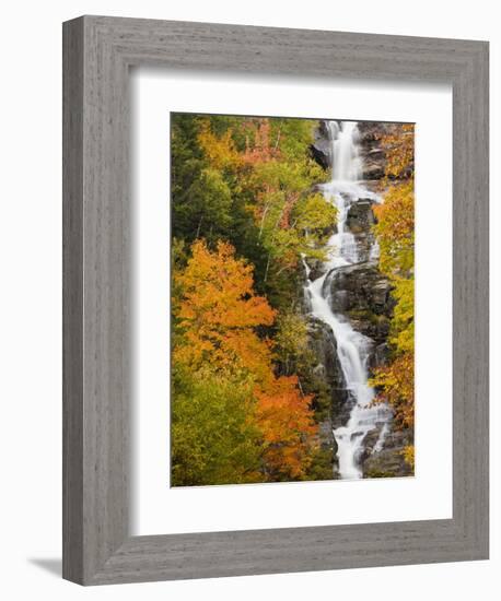 Silver Cascade Waterfall in White Mountains in Autumn, Crawford Notch State Park, New Hampshire-Jerry & Marcy Monkman-Framed Photographic Print