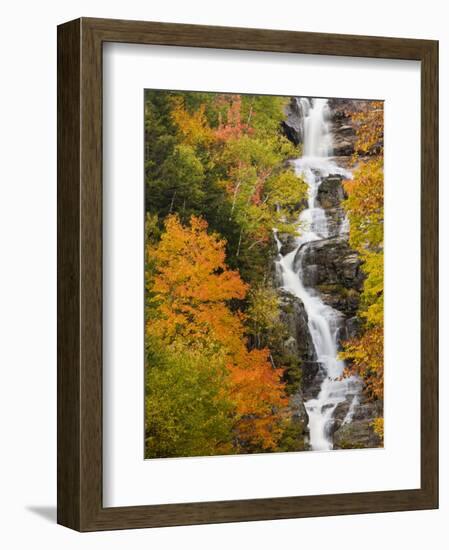 Silver Cascade Waterfall in White Mountains in Autumn, Crawford Notch State Park, New Hampshire-Jerry & Marcy Monkman-Framed Photographic Print