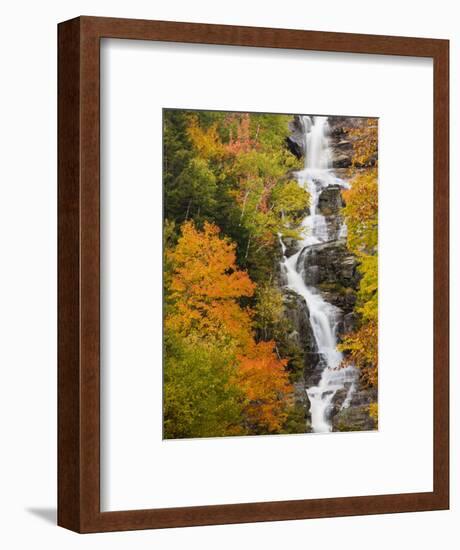 Silver Cascade Waterfall in White Mountains in Autumn, Crawford Notch State Park, New Hampshire-Jerry & Marcy Monkman-Framed Photographic Print