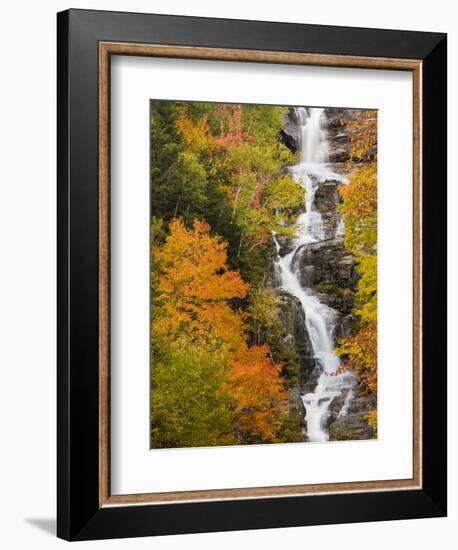 Silver Cascade Waterfall in White Mountains in Autumn, Crawford Notch State Park, New Hampshire-Jerry & Marcy Monkman-Framed Photographic Print