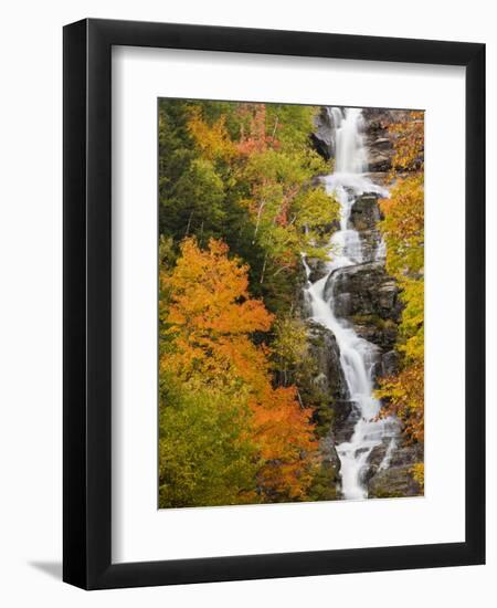 Silver Cascade Waterfall in White Mountains in Autumn, Crawford Notch State Park, New Hampshire-Jerry & Marcy Monkman-Framed Photographic Print