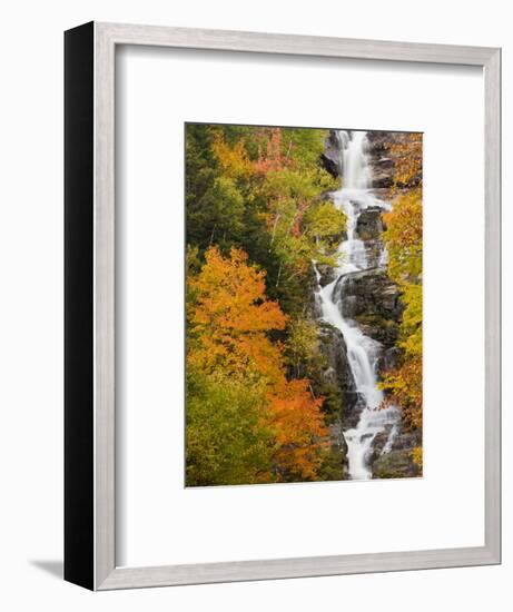 Silver Cascade Waterfall in White Mountains in Autumn, Crawford Notch State Park, New Hampshire-Jerry & Marcy Monkman-Framed Photographic Print