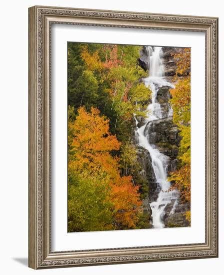 Silver Cascade Waterfall in White Mountains in Autumn, Crawford Notch State Park, New Hampshire-Jerry & Marcy Monkman-Framed Photographic Print