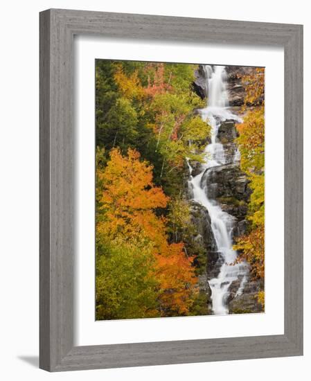 Silver Cascade Waterfall in White Mountains in Autumn, Crawford Notch State Park, New Hampshire-Jerry & Marcy Monkman-Framed Photographic Print