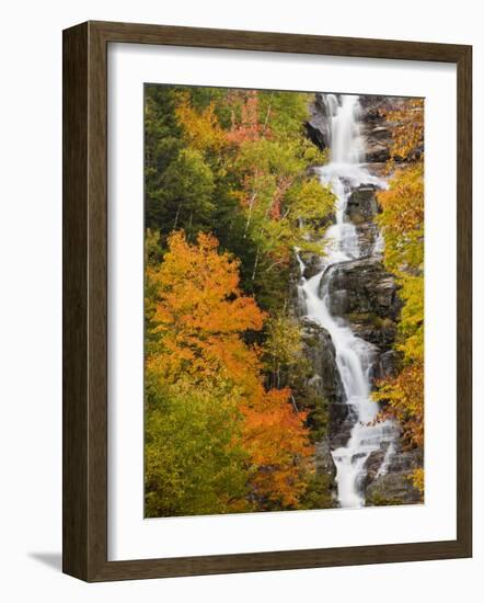 Silver Cascade Waterfall in White Mountains in Autumn, Crawford Notch State Park, New Hampshire-Jerry & Marcy Monkman-Framed Photographic Print