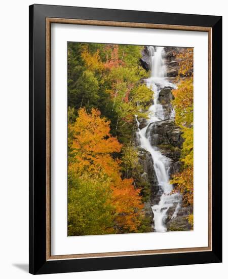 Silver Cascade Waterfall in White Mountains in Autumn, Crawford Notch State Park, New Hampshire-Jerry & Marcy Monkman-Framed Photographic Print