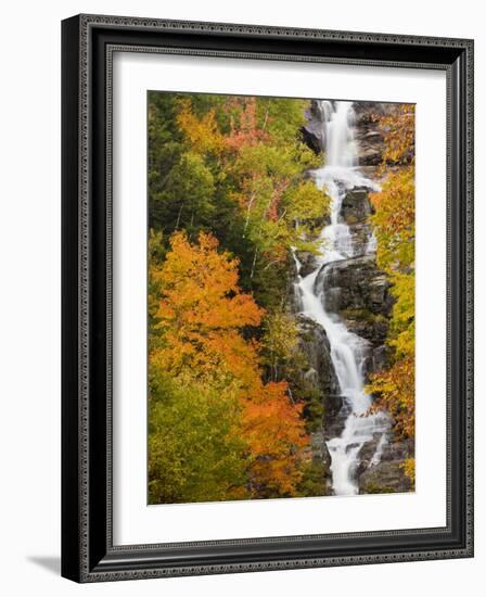 Silver Cascade Waterfall in White Mountains in Autumn, Crawford Notch State Park, New Hampshire-Jerry & Marcy Monkman-Framed Photographic Print