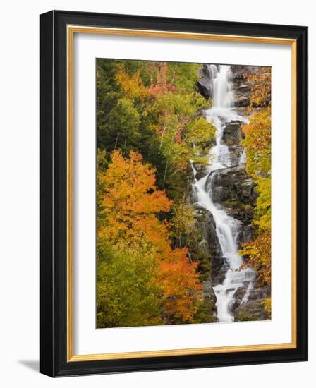 Silver Cascade Waterfall in White Mountains in Autumn, Crawford Notch State Park, New Hampshire-Jerry & Marcy Monkman-Framed Photographic Print