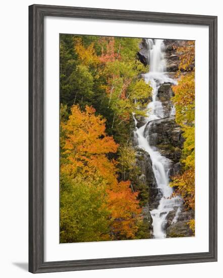 Silver Cascade Waterfall in White Mountains in Autumn, Crawford Notch State Park, New Hampshire-Jerry & Marcy Monkman-Framed Photographic Print