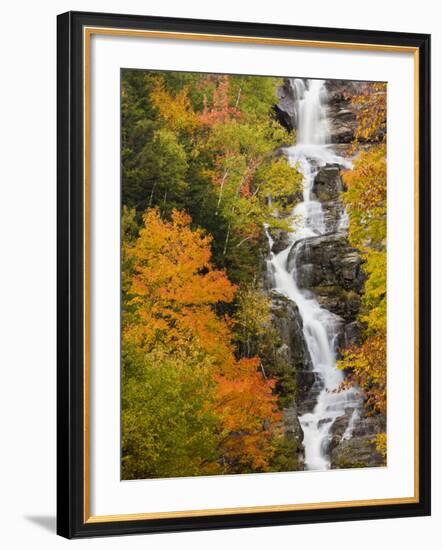 Silver Cascade Waterfall in White Mountains in Autumn, Crawford Notch State Park, New Hampshire-Jerry & Marcy Monkman-Framed Photographic Print