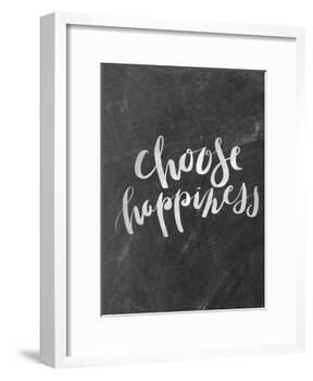 Silver Chalkboard Choose Happiness Typography-Jetty Printables-Framed Art Print