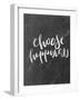 Silver Chalkboard Choose Happiness Typography-Jetty Printables-Framed Art Print