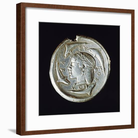 Silver Decadrachm, Recto, Greek Coins, 5th Century BC-null-Framed Giclee Print