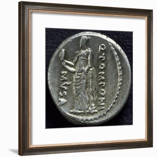 Silver Denarius of Quintus Pomponius Musa with Muse Melpomene, 67 BC-null-Framed Premium Giclee Print