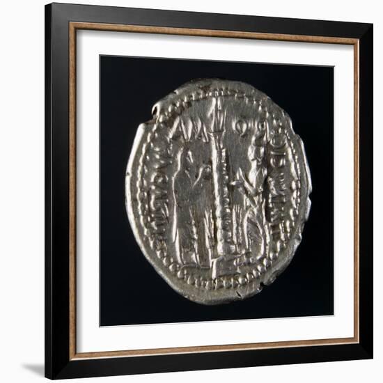 Silver Denarius with Notches, Depicting Two Stipendiary Magistrates, 129 AD, Verso, Roman Coins-null-Framed Giclee Print