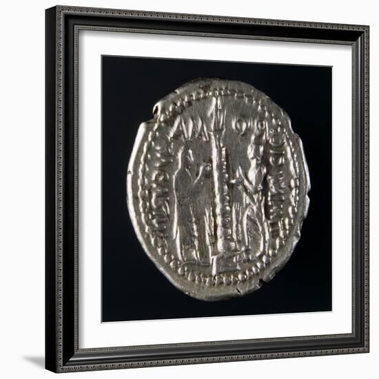 Silver Denarius with Notches, Depicting Two Stipendiary Magistrates, 129 AD, Verso, Roman Coins-null-Framed Giclee Print