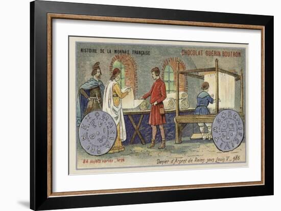 Silver Denier of Reims from the Reign of Louis V, 986-null-Framed Giclee Print