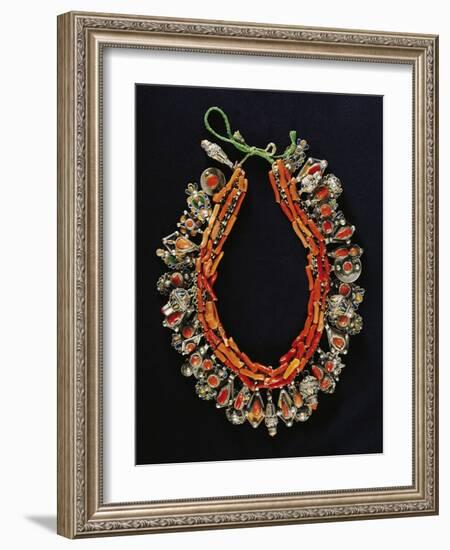 Silver, Enamel and Coral Necklace, Algeria-null-Framed Giclee Print