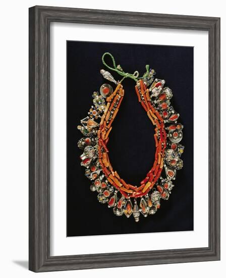 Silver, Enamel and Coral Necklace, Algeria-null-Framed Giclee Print