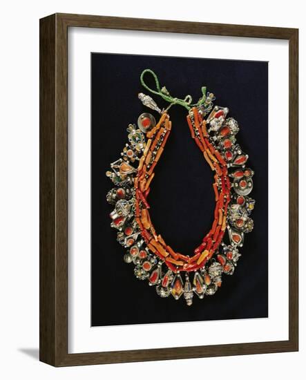 Silver, Enamel and Coral Necklace, Algeria-null-Framed Giclee Print
