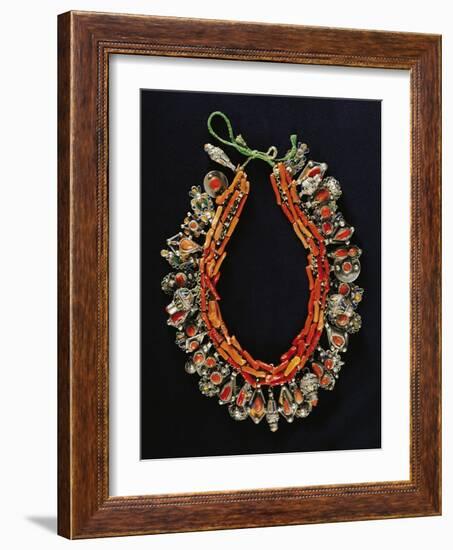 Silver, Enamel and Coral Necklace, Algeria-null-Framed Giclee Print