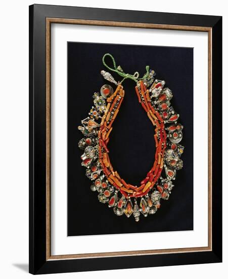 Silver, Enamel and Coral Necklace, Algeria-null-Framed Giclee Print