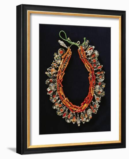 Silver, Enamel and Coral Necklace, Algeria-null-Framed Giclee Print