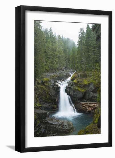 Silver Falls On The Ohanapecosh River In Mt. Rainier National Park, WA-Justin Bailie-Framed Photographic Print