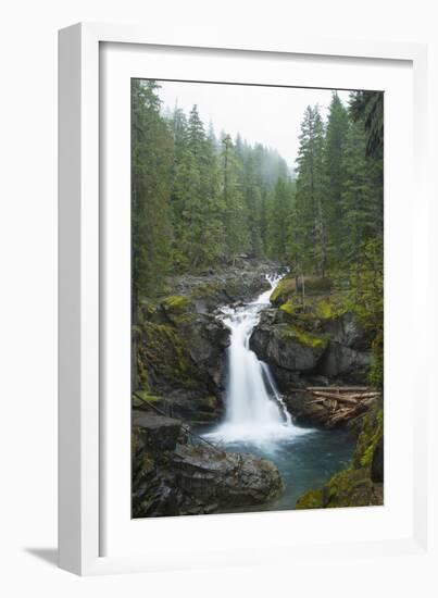 Silver Falls On The Ohanapecosh River In Mt. Rainier National Park, WA-Justin Bailie-Framed Photographic Print