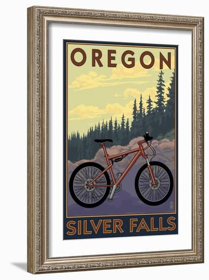 Silver Falls State Park, Oregon - Bicycle Scene-Lantern Press-Framed Art Print