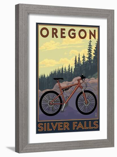 Silver Falls State Park, Oregon - Bicycle Scene-Lantern Press-Framed Art Print