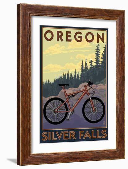 Silver Falls State Park, Oregon - Bicycle Scene-Lantern Press-Framed Art Print