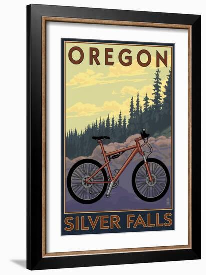 Silver Falls State Park, Oregon - Bicycle Scene-Lantern Press-Framed Art Print