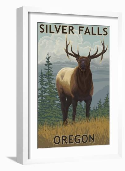 Silver Falls State Park, Oregon - Elk-Lantern Press-Framed Art Print