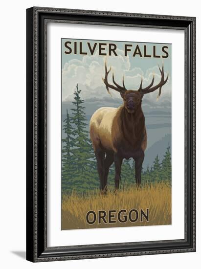 Silver Falls State Park, Oregon - Elk-Lantern Press-Framed Art Print