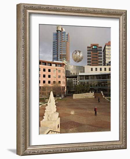 Silver Fern Globe Suspended Over the Civic Square, Wellington, North Island, New Zealand, Pacific-Don Smith-Framed Photographic Print