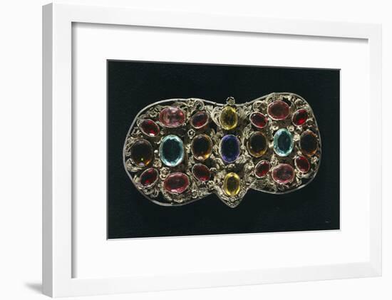 Silver Filigree Clasp Set with Precious Stones-null-Framed Giclee Print